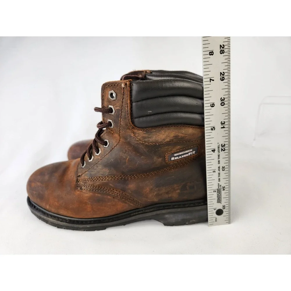 Skechers Work Mens 77026 Grip Slip Resistant Steel Toe boots Leather ASTM 9.5